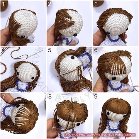 comment faire des cheveux bouclés au crochet|Cheveux et crinières pour les amigurumis .